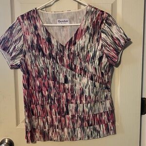 TanJay Women's Pink and Black Pleated Blouse